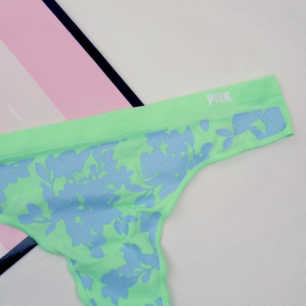 new with tags PINK VS seamless thong panty floral bright